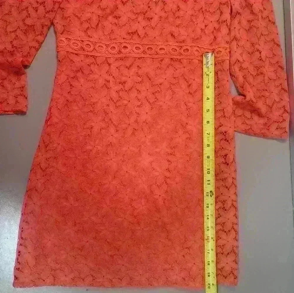 Laundry by Shelli Segal Size 4 Orange Lace Overlay Dress - Picture 15 of 16